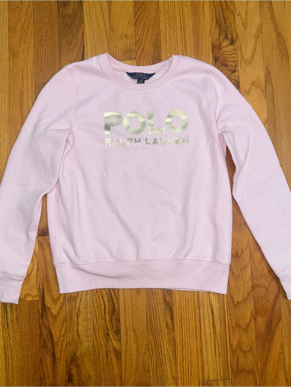 Polo by Ralph Lauren Light Pink Crewneck Sweatshirt with Gold Logo